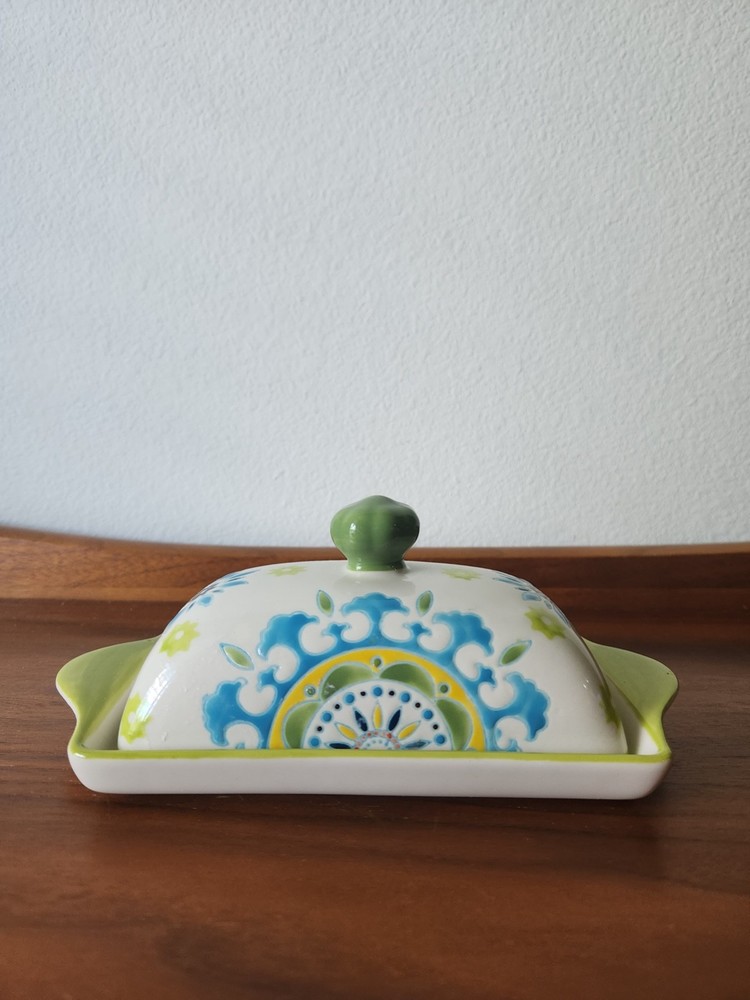 Ceramic Butter dish with Lid Hand Painted