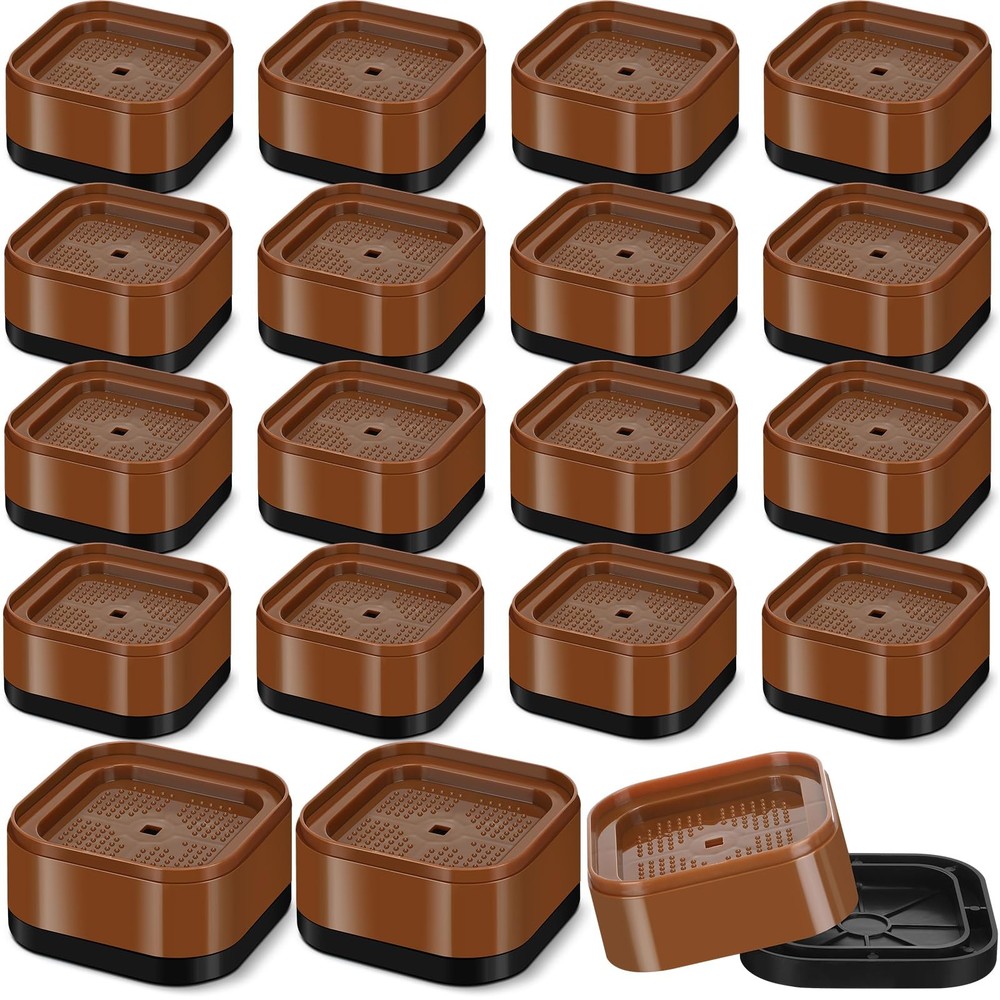 16 Pack 1.38" Brown Stackable Heavy Duty Square Bed Raising Blocks Risers