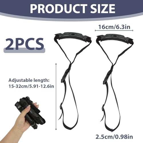 Car Handle Strap, 2 Pack Auto Cane Grab Bar with Adjustable Polyester Webbing