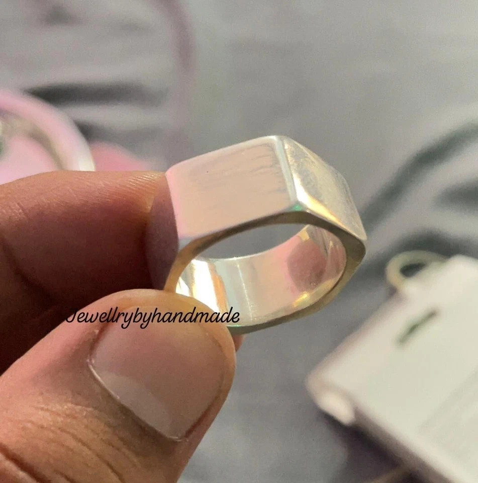 industrial Nut Ring Square Ring Solid 925 Sterling Silver Bolt Geometric Band