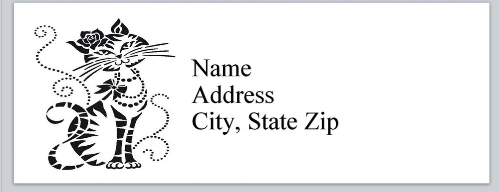 Personalized Address Labels Cute Abstract Cat  (bx 802)