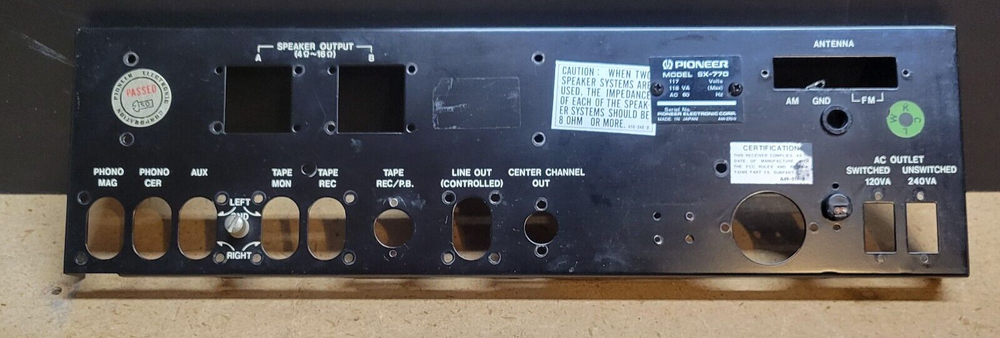 PIONEER SX-770 BACK PANEL