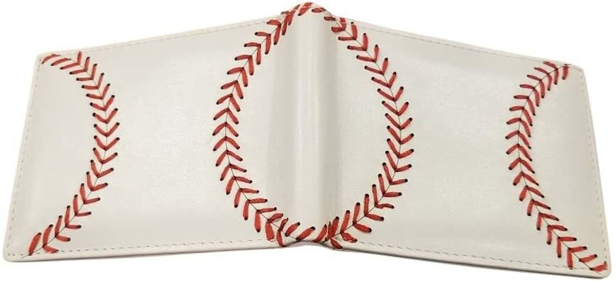 White Leather Baseball Wallet with Baseball Seam Stitch