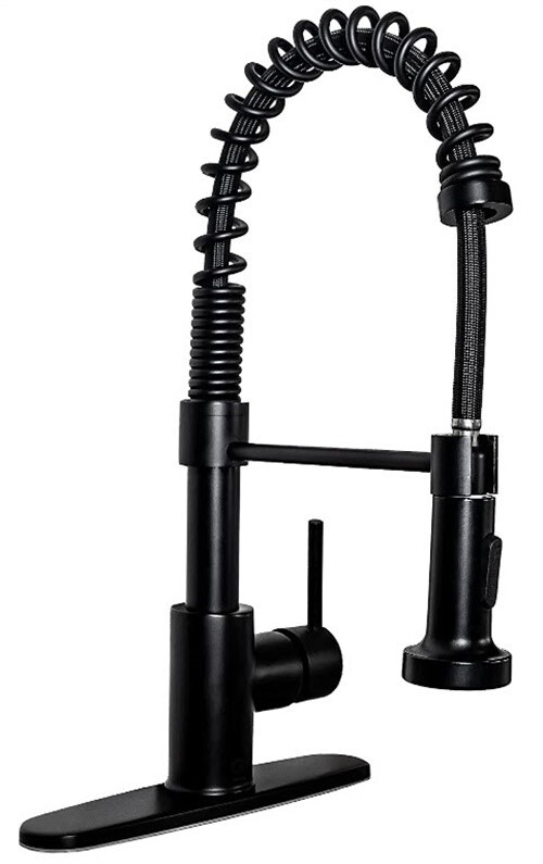 Döretz Pulldown Kitchen Faucet with Single Handle, Lead-Free Brass, Matte Black