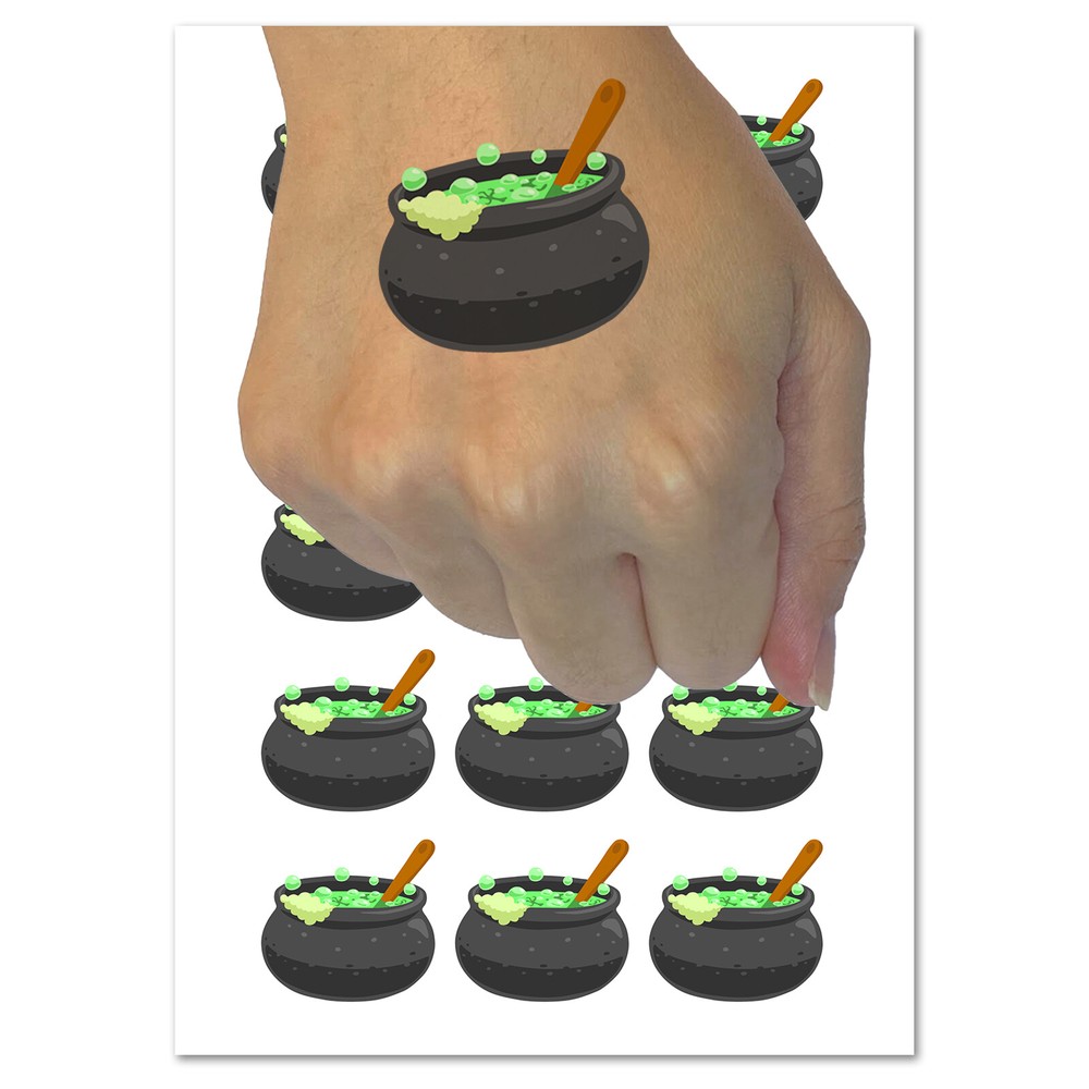 Witch's Bubbling Cauldron Magic Halloween Temporary Tattoo Water Resistant Set