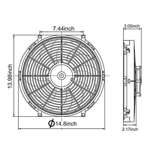 14 Inch Universal Radiator Fan High Performance Push/Pull 12V with 14" Curved