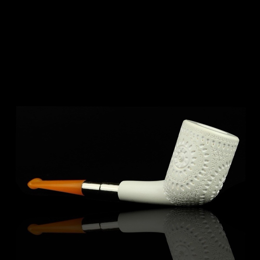 Silver Spigot Devil Anse Pipe By Ali -new-block Meerschaum Handmade Case#1846