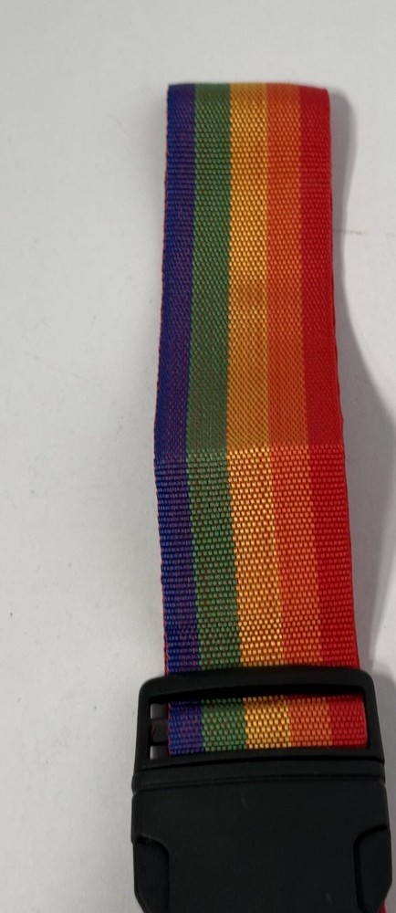 Rainbow Strap 18" Multicolor Nylon Webbing Adjustable Belt Black Buckle