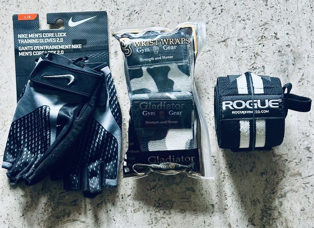 Nike Core Lock 2.0 Training Gloves Large w/ Gladiator & Rouge Wrist Wraps