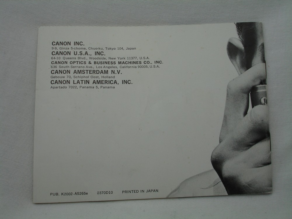 CANON FT Camera Instructions Manual. English Edition