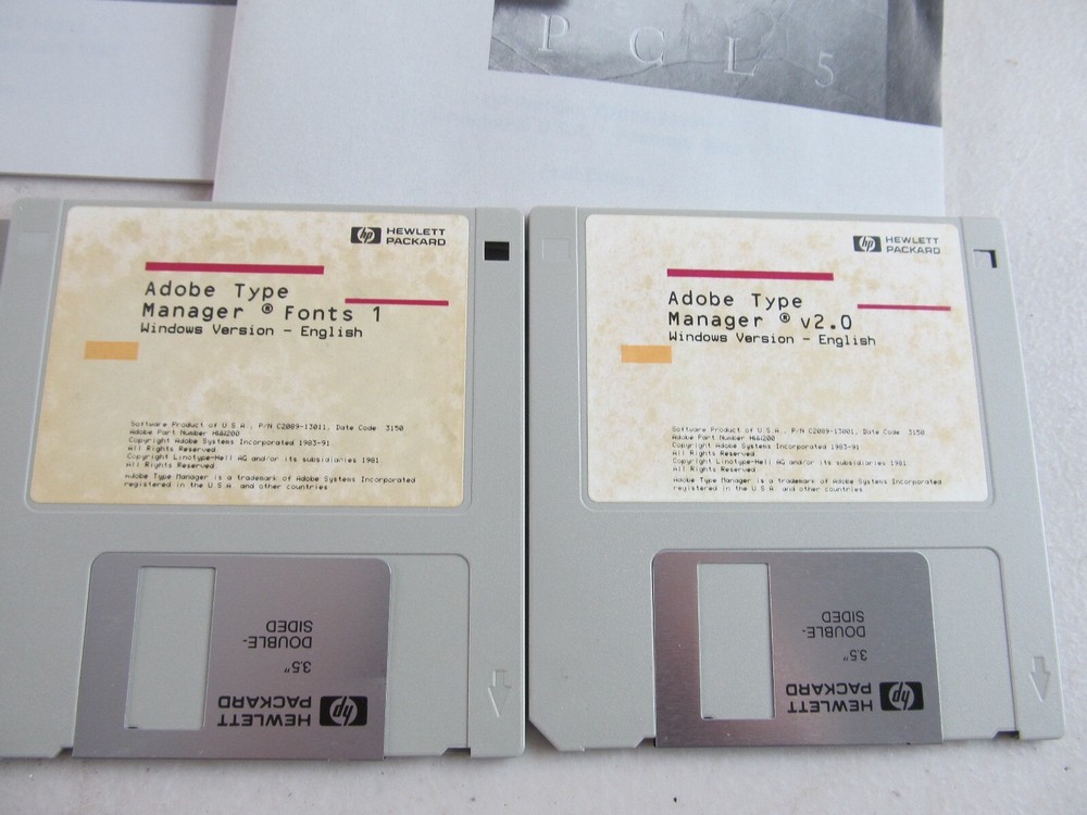 HP Post Script PCL5 Disks w/ Box, Manuals Vintage PC 1990s