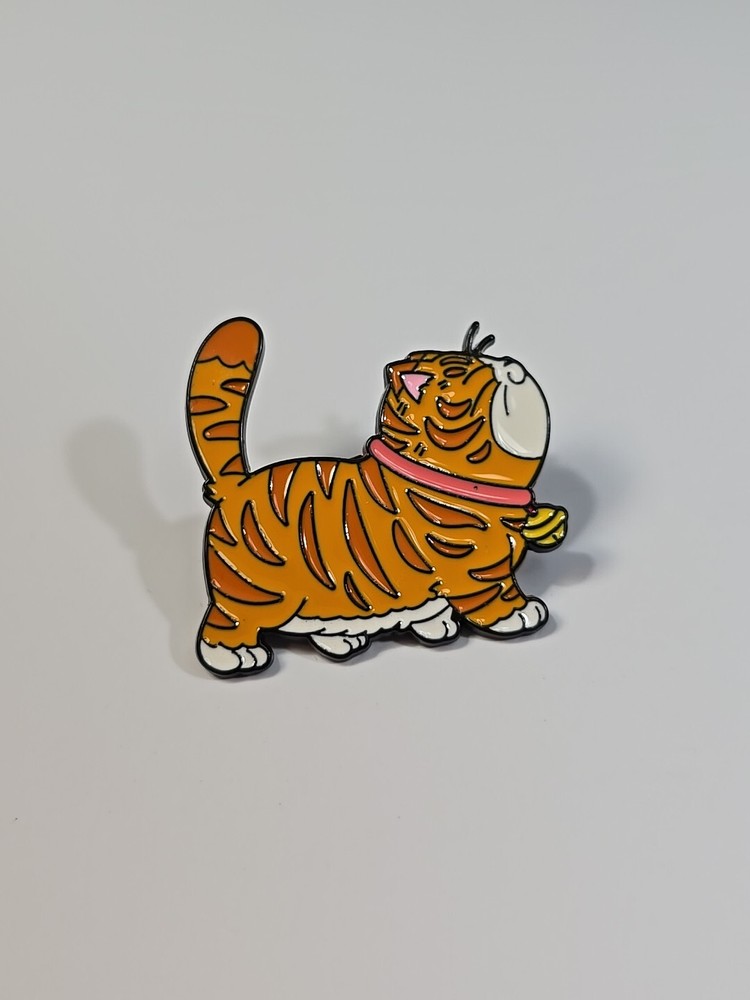 Cute Orange Cat With Tail Up Lapel Pin