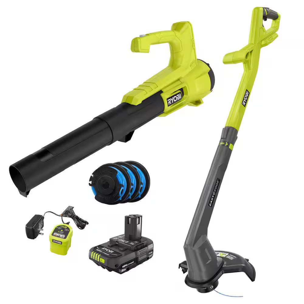 ONE+ 18V Cordless String Trimmer/Edger and Blower/Sweeper Combo Kit & 3 Pack. 06