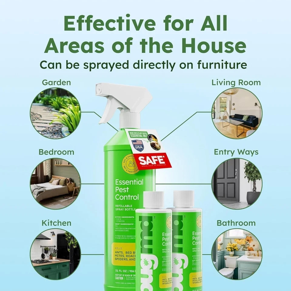 BugMD Pest Control Essential Oil Concentrate for Home Bed Bug Spray 3.7Oz 2PCK