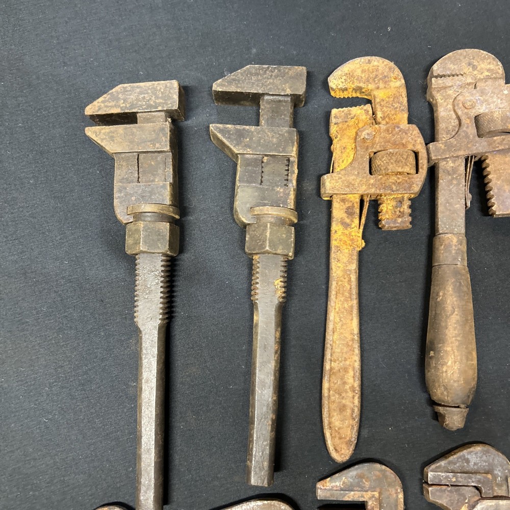 Lot Of 17 Old Pipe Wrenches