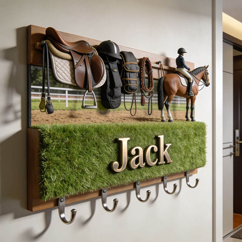 Custom equestrian gear themed wall hooks key holder