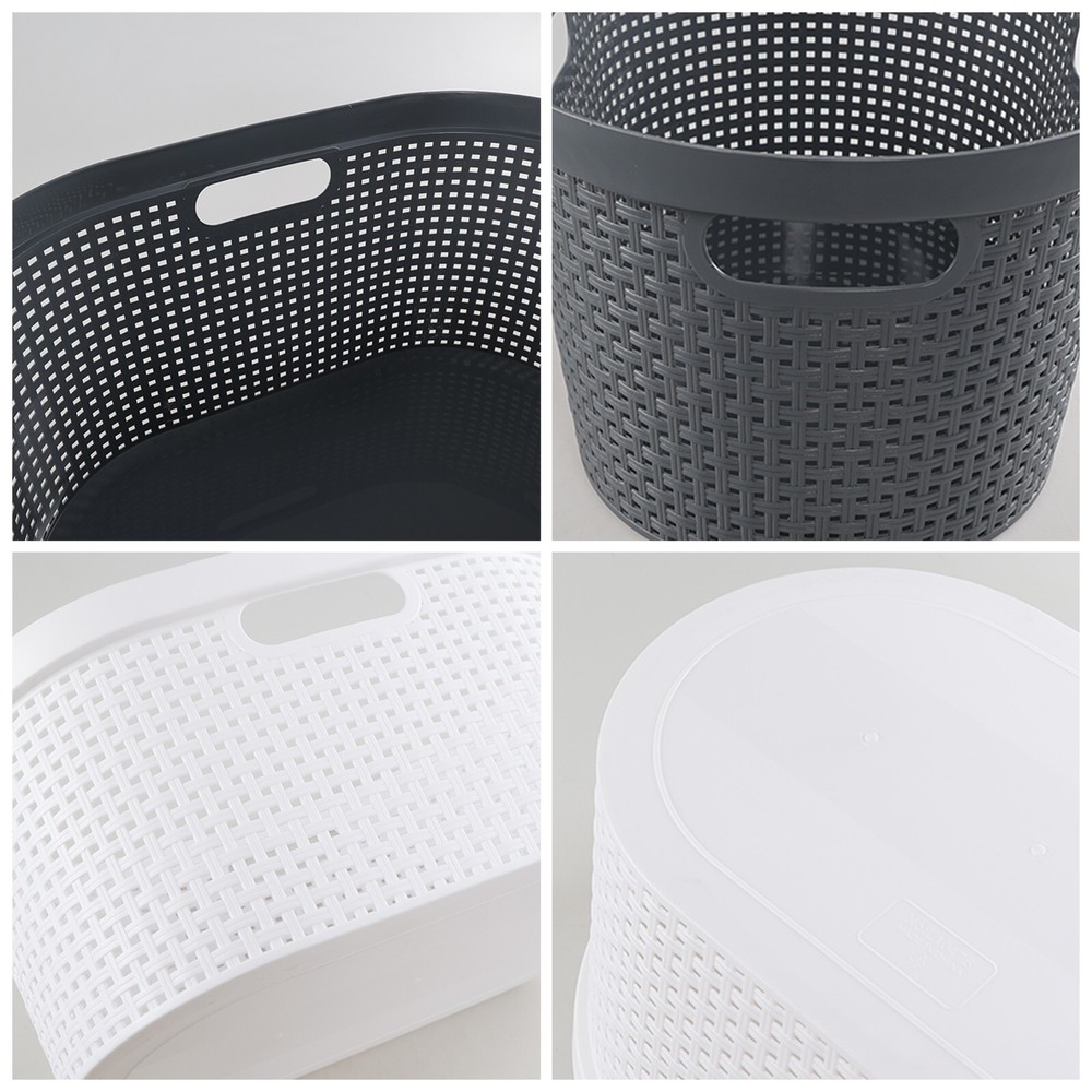 40L Large Laundry Basket Plastic Stacking Clothes Hamper (4 Packs, White+Gray)