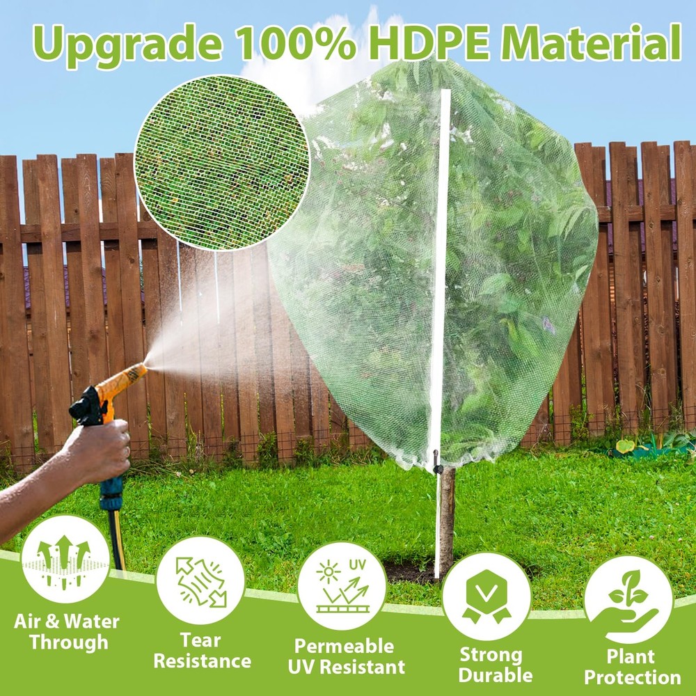 4PCS Fruit Tree Netting with Drawstring and Zipper, 2.62 * 3.28ft Blueberry B...