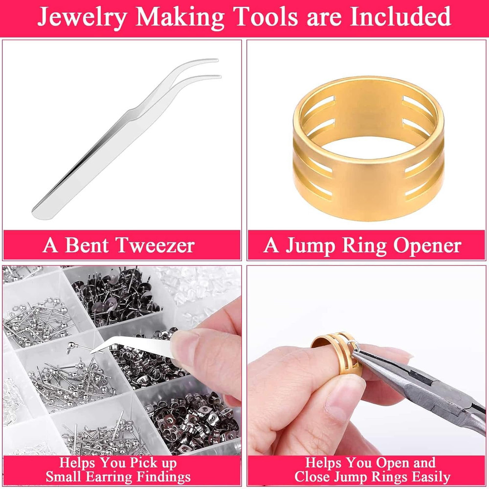 Earring Making Kit - 2393 Pcs Hypoallergenic Earring Hooks, Posts, Backs, Studs