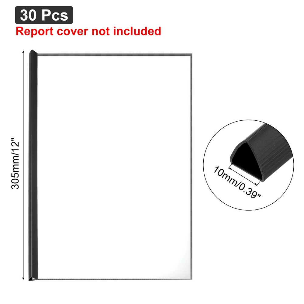 30Pcs Binding Bars, 10mm Binding Bars 70 Sheets Capacity, Black