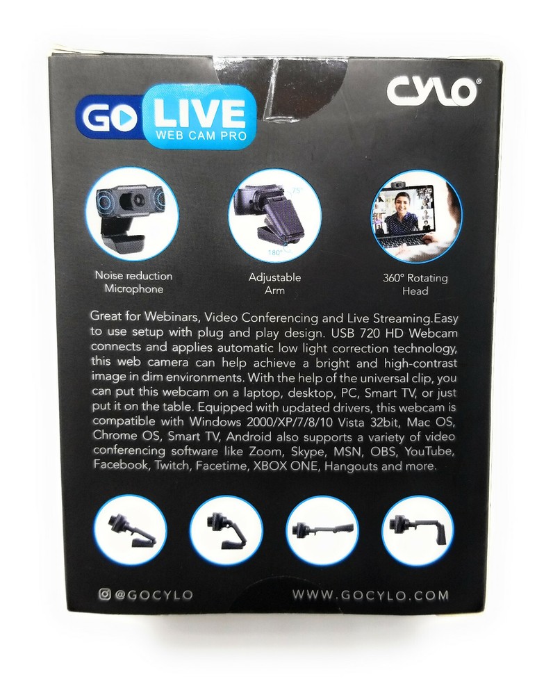 Go Live Web Cam Pro Camera Noise Reduction Mic, Adjustable mount