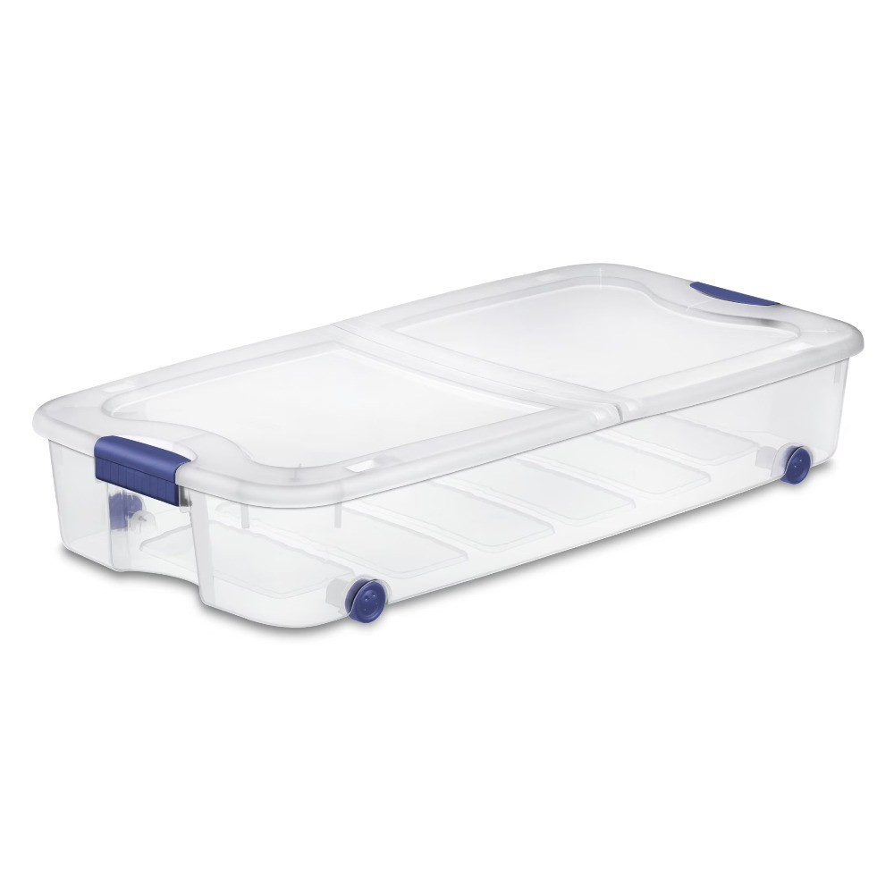 Storage Bin,66 Quart Clear Underbed Storage Container with Latch Lid and Wheels