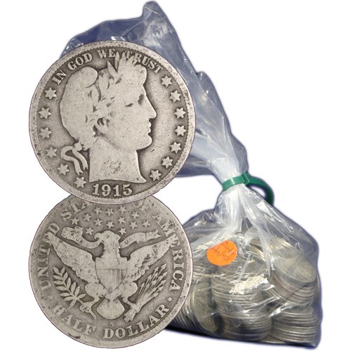 90% Silver Barber Half Dollars ($100 FV, Circulated)
