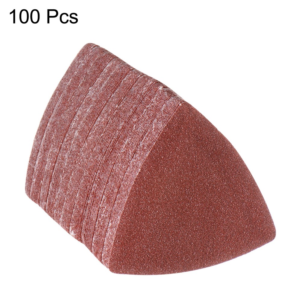 100pcs 80 Grits 80mm Aluminum Oxide Triangular Hook & Loop Sandpapers Pads