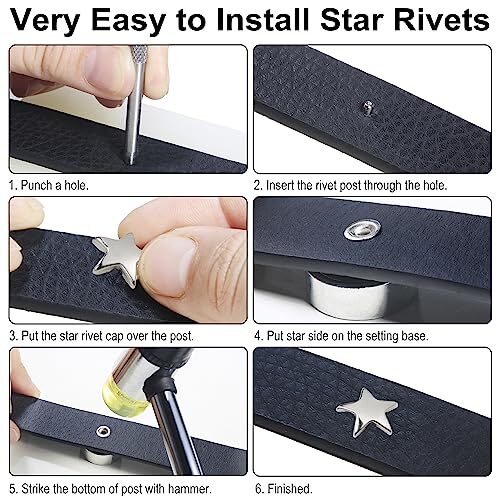 200 Sets Leather Rivets Kit Mixed Sizes Rivets for Leather Star Star - Silver
