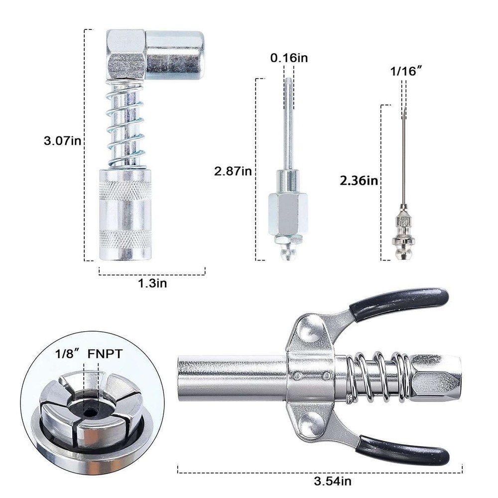 Grease Gun Coupler 90 Degree Adapter Needle Tips Dispenser Injection Needle Kit