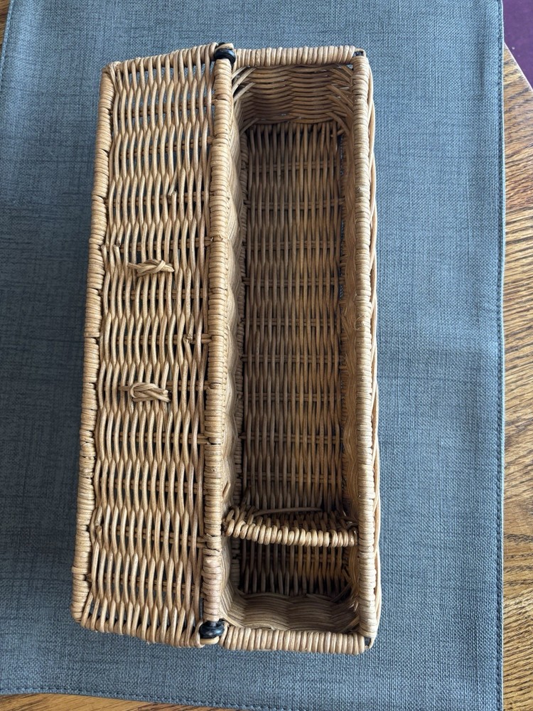 Basket Woven Rectangular Lidded 12x3 Inches