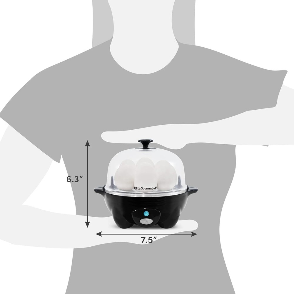 Compact Electric Egg Cooker - Hard, Medium, Soft Boiled & Omelet Maker, Black