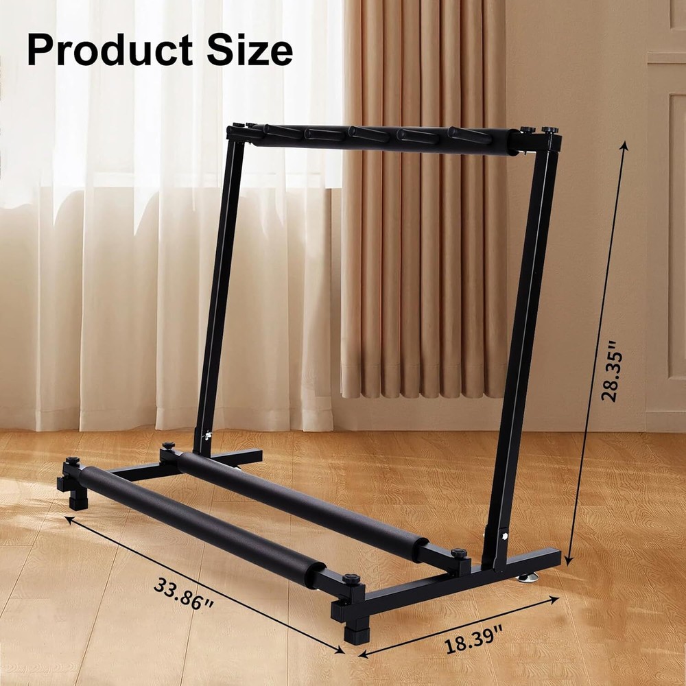 5 Multi Guitar Stand Rack with Folding Design, Multiple 5 Guitars, black