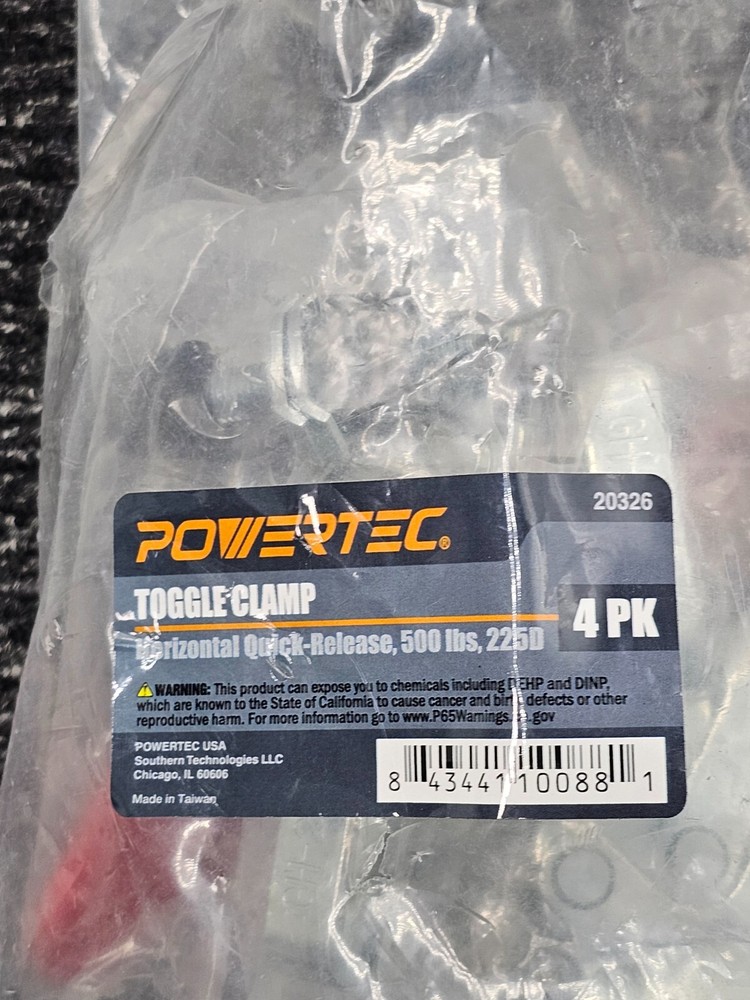 (QTY 12) POWERTEC 20326 Horizontal Quick-Release Toggle Clamp 500 lbs 225D