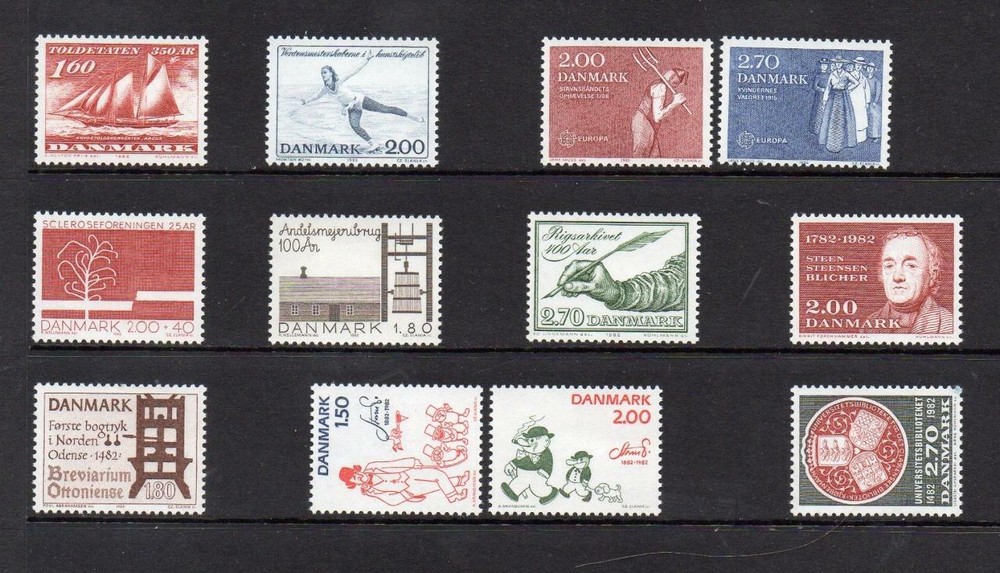 DENMARK MNH 1982 COMPLETE COMMEMORATIVE YEAR SET