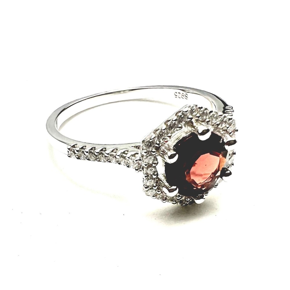 Handmade Victorian Style Natural Garnet Ring Solid Sterling Silver 925