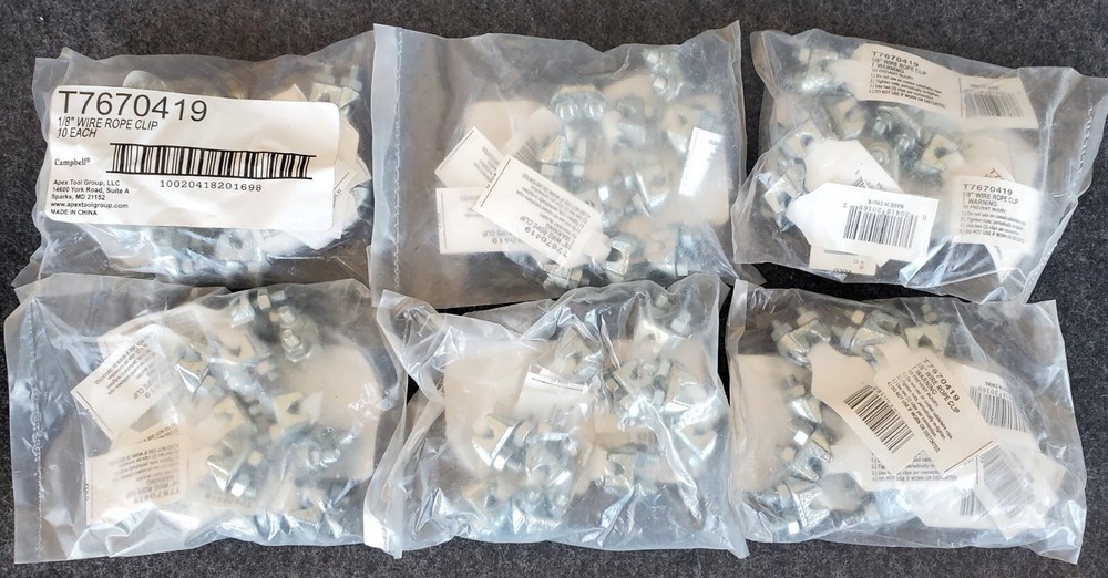 1/8" Electrogalvanized Wire Rope Clip, 60 each, Campbell T7670419