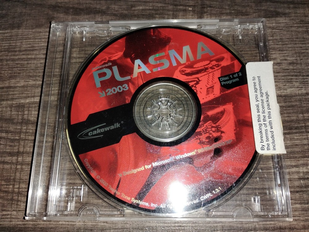 Cakewalk Plasma 2003 PC CD-ROM 2-disc Set Twelve Tone Systems Windows 98/XP/2000