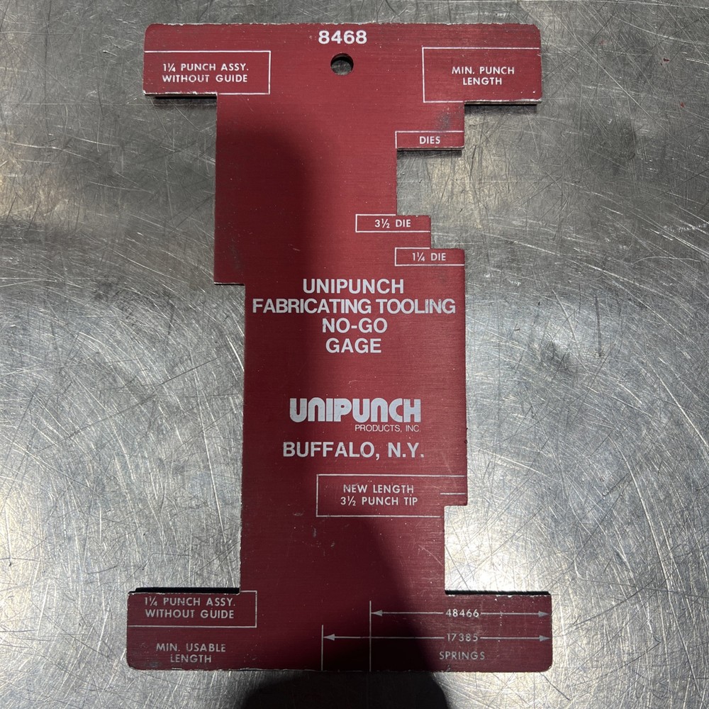 UNIPUNCH 8468 Fabricating Tooling No Go Gauge Used Surplus ￼