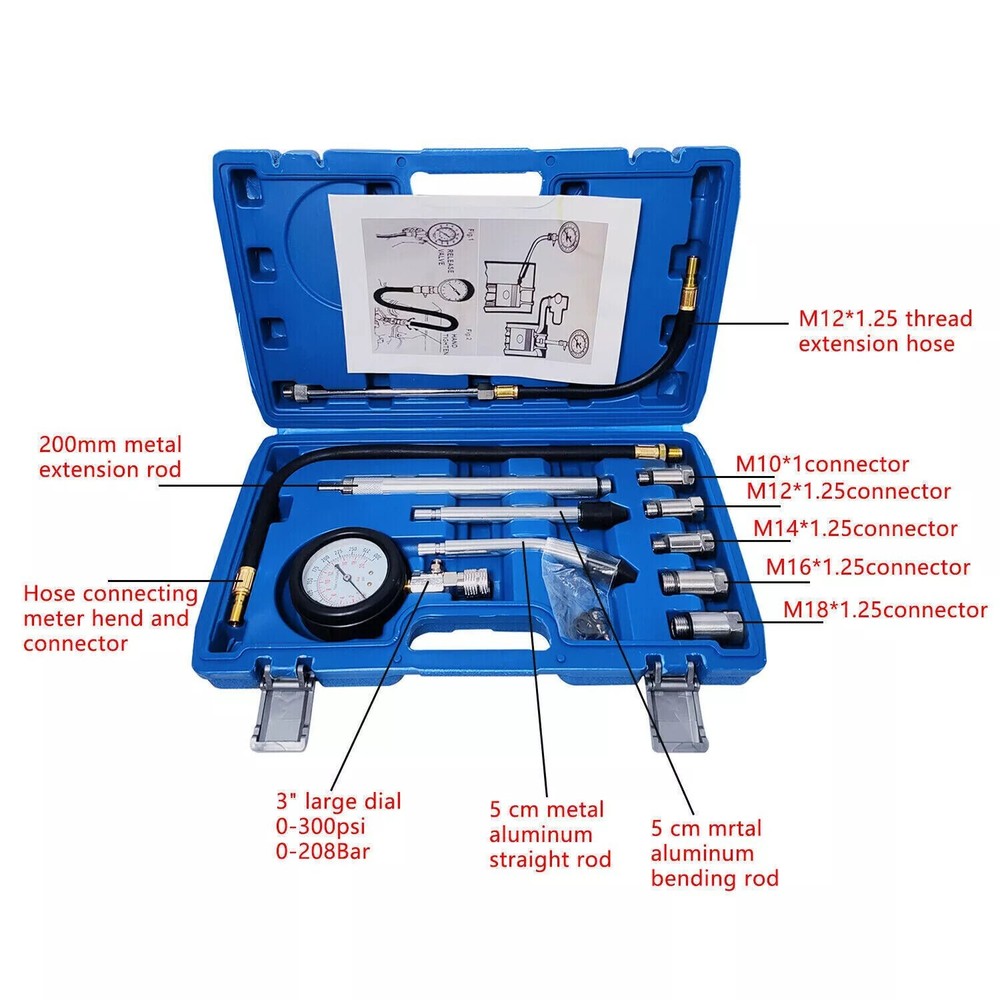 Cylinder Leak Down Tester, Engine Compression Tester & Leakage Detector Kit 1set