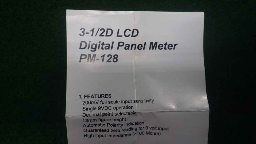 NOS Vintage 3-1/2" LCD Digital Panel Meter PM-128 9VDC