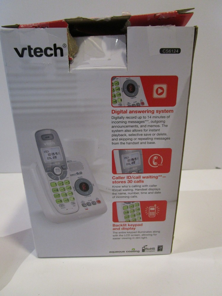 VTech CS6124 DECT 6.0 Cordless Phone w/Digital Answering System White