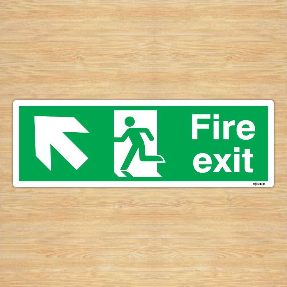 Fire Exit Direction Sign Safety Sticker (45x15cm) by stika.co