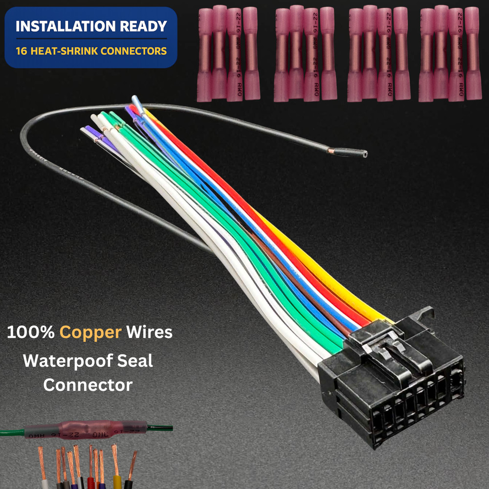 POWER WIRE HARNESS FOR KENWOOD KDCBT33 KDC-BT33 KIT WITH CONNECTORS