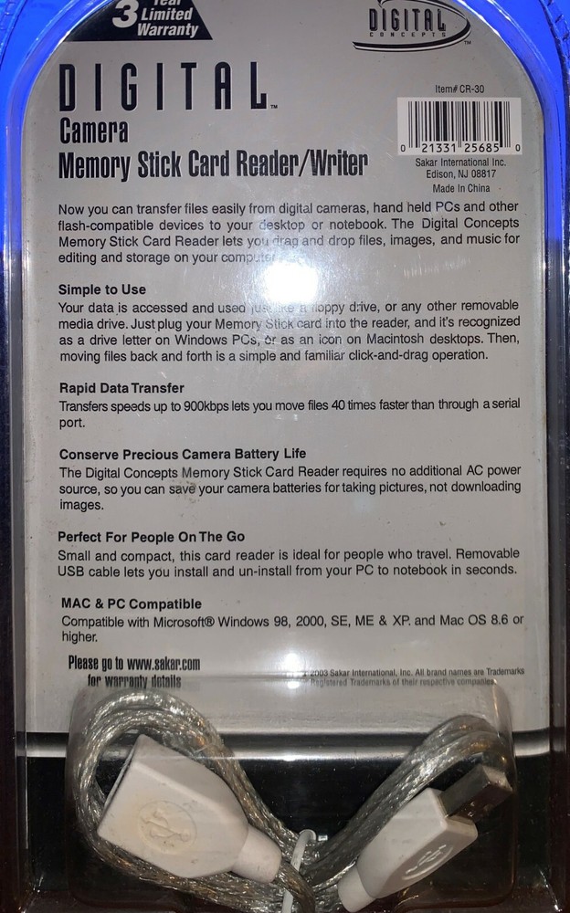 DIGITAL CONCEPTS CAMERA MEMORY STICK CARD READER / WRITER