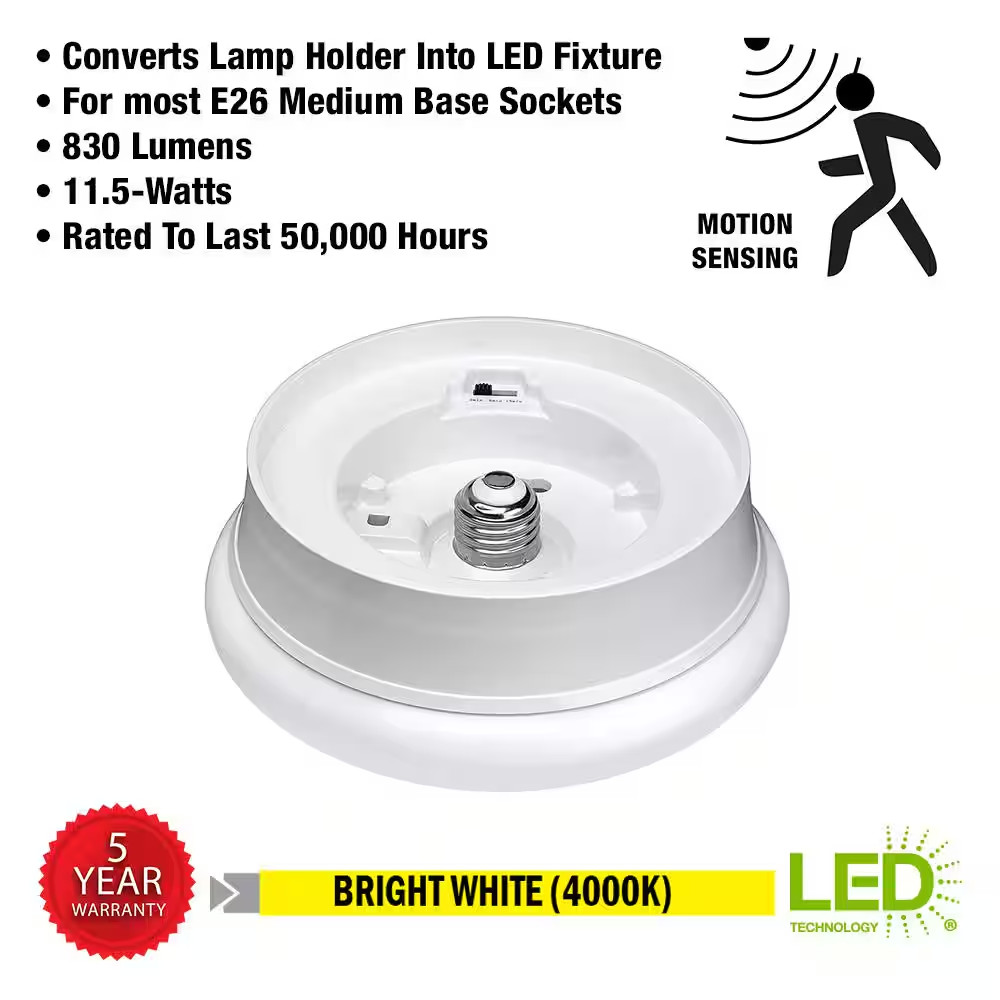 60-Watt Equivalent 7 In. E26 Motion Sensor LED Light Bulb Customize Hold Times C