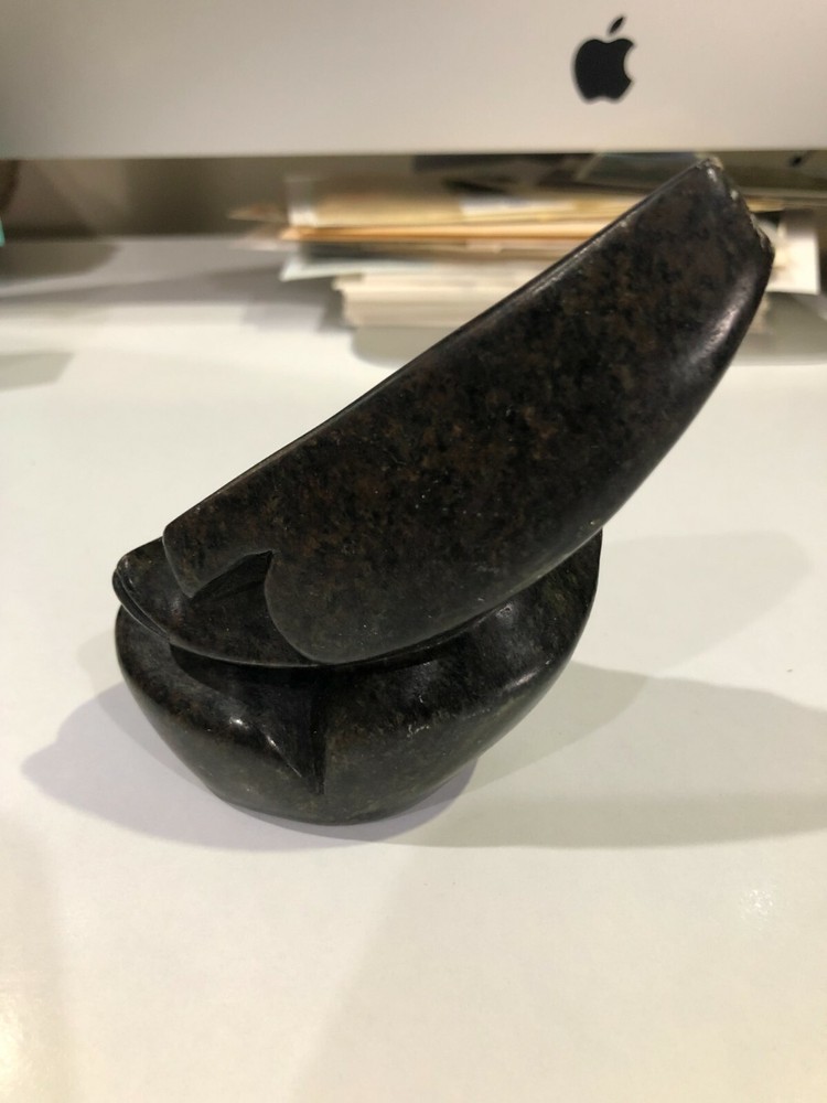 Carved Black Stone Head - 9.75 cm