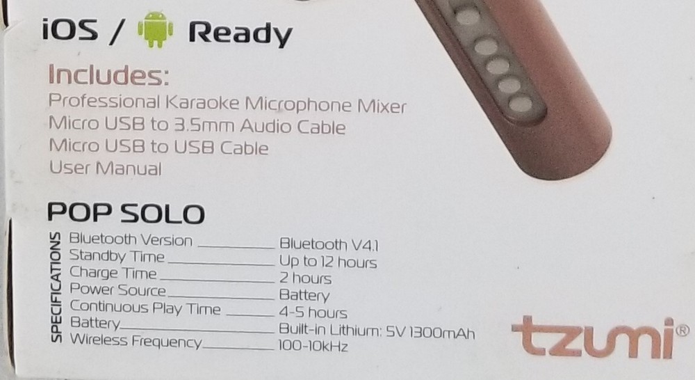 Pop Solo Bluetooth Karaoke Microphone / New