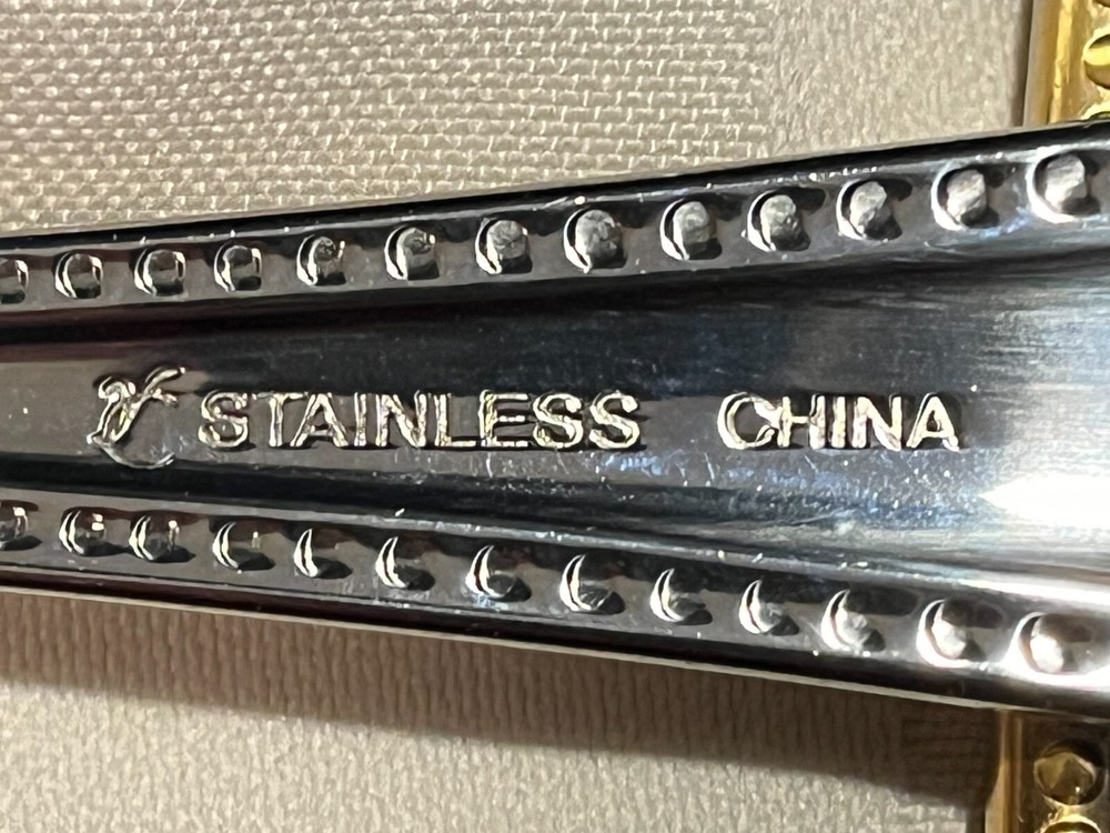 40 Pieces Stainless Flatware, Gold Bead Trim, 8 Place Settings