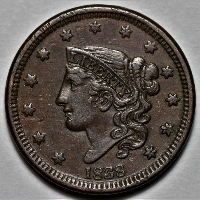 1838 Coronet Head Large Cent - US 1c Copper Coin